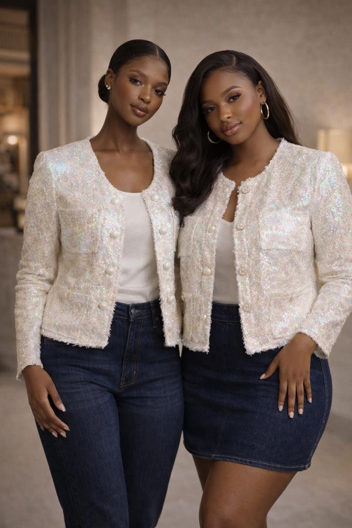 Chane lumin tweed jacket 1 Chanel Lumière Sequin Tweed Jacket - Image 1
