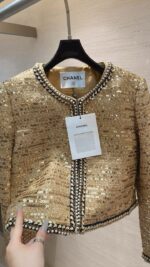 Opulence Gold Sequin Pearl-Embellished Jacket - Image 4