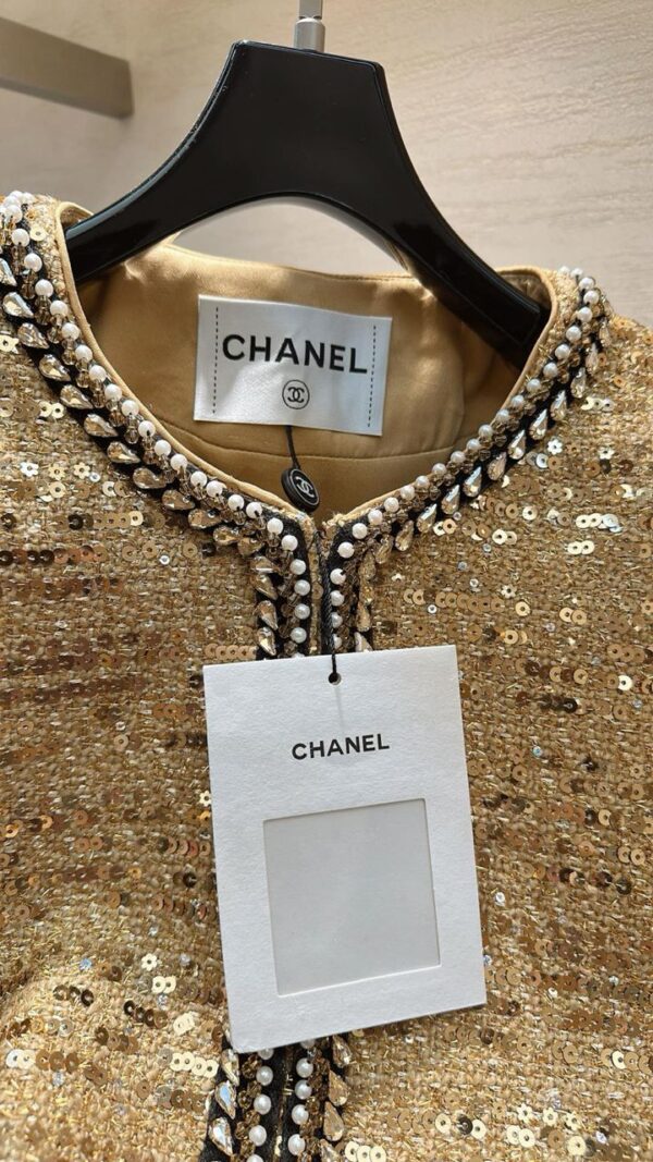 Opulence Gold Sequin Pearl-Embellished Jacket - Image 6