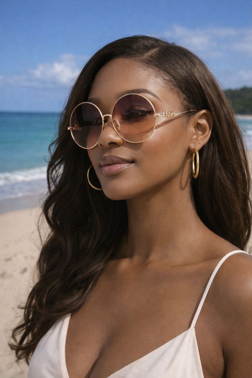 glasses 1 Chloé “Golden Riviera” Signature Round Sunglasses - Image 1