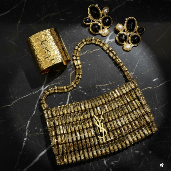 YSL Crystal Cassandre Evening Bag - Image 6