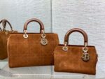 Lady Dior Cannage Leather / suede Handbag