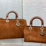 Lady Dior Cannage Leather / suede Handbag