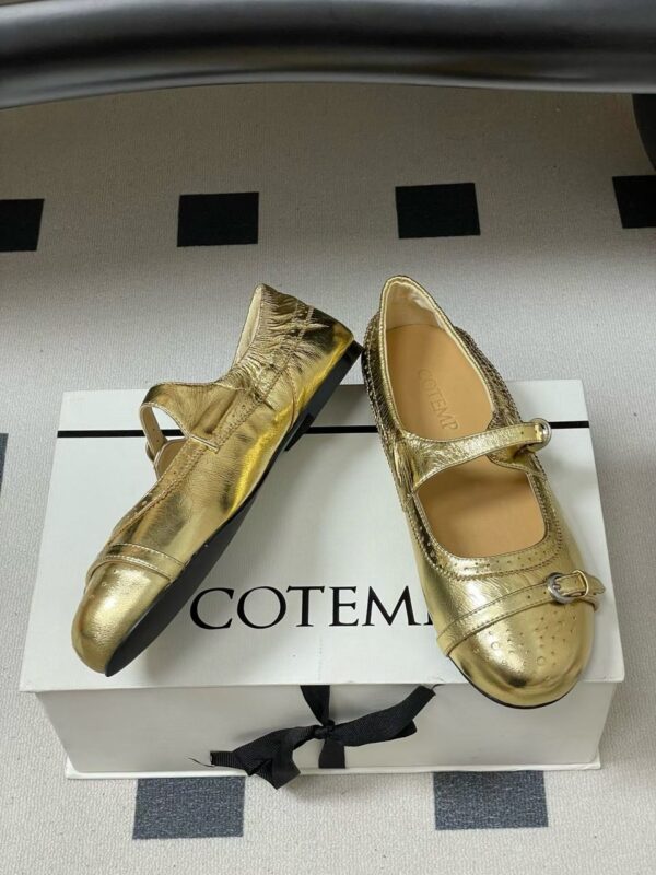 Contemporary Gold Buckle Ballet Flats - Image 5