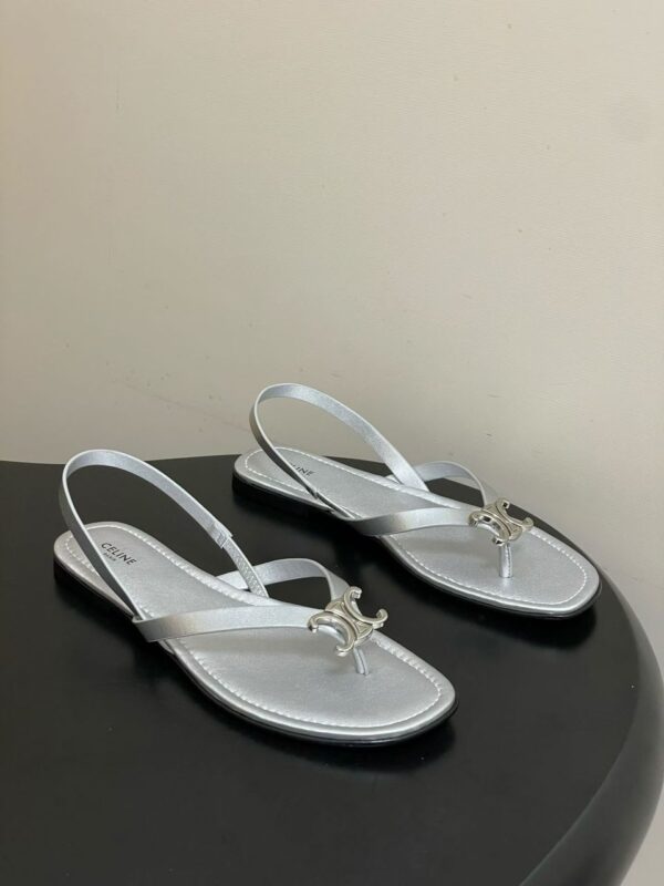 Celine Triomphe Slingback Flat Sandals - Image 6