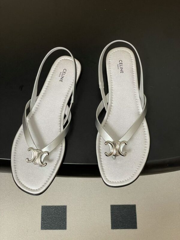 Celine Triomphe Slingback Flat Sandals - Image 5