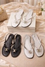 Celine Triomphe Slingback Flat Sandals - Image 4