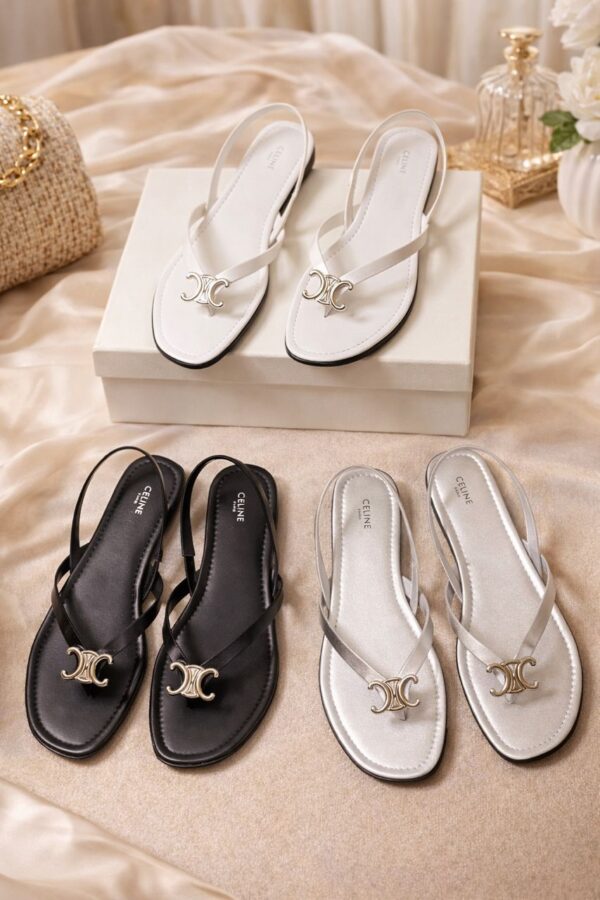 Celine Triomphe Slingback Flat Sandals - Image 4