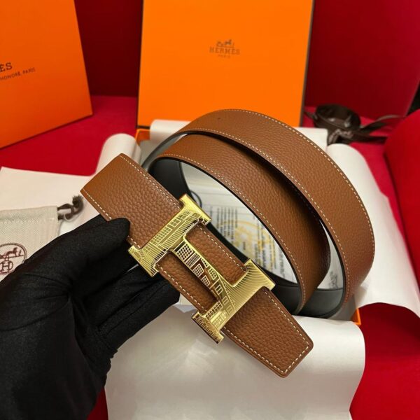 Hermes Reversible “H” Buckle Leather Belt (Luxury Edition) - Image 2