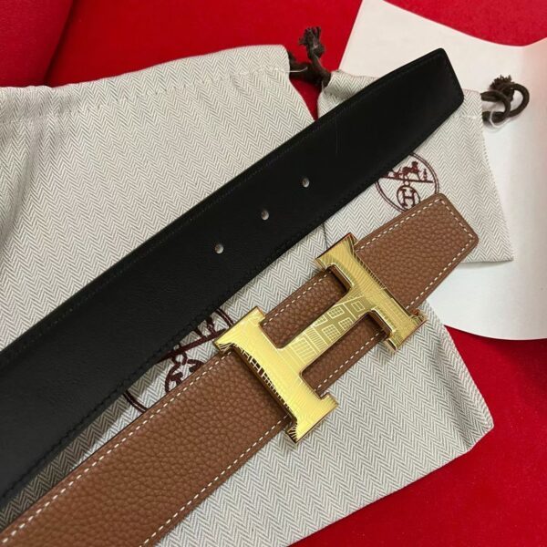 Hermes Reversible “H” Buckle Leather Belt (Luxury Edition) - Image 3