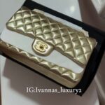 Chanel lamb skin in mettalic gold