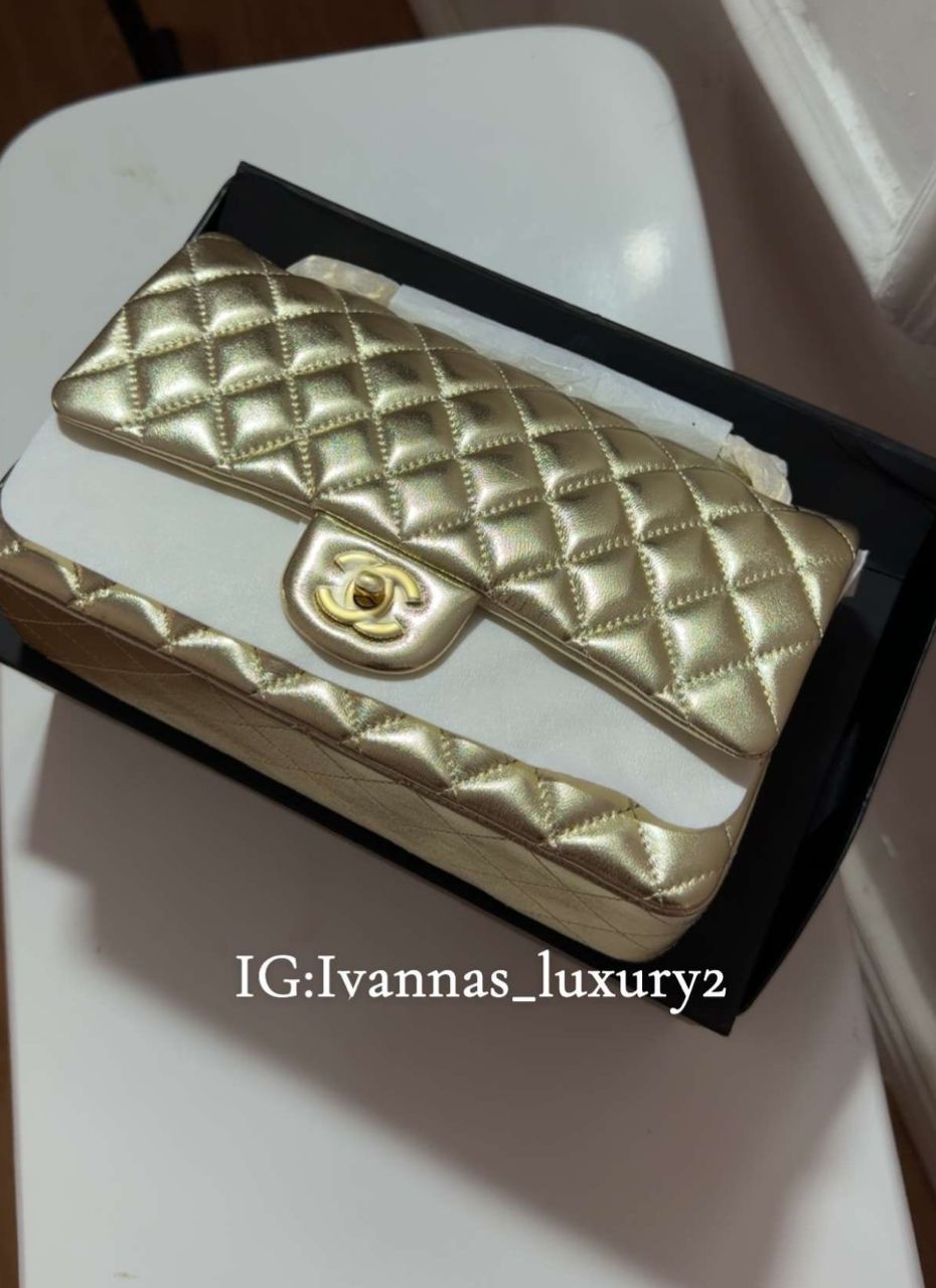 chanel lamb skin 1 of 1 Chanel lamb skin in mettalic gold - Image 1