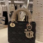 Mini metallic Lady Dior-style handbag