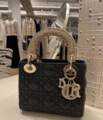 Mini metallic Lady Dior-style handbag