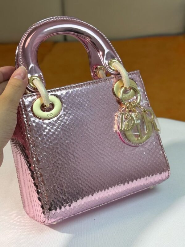 Mini metallic Lady Dior-style handbag - Image 7