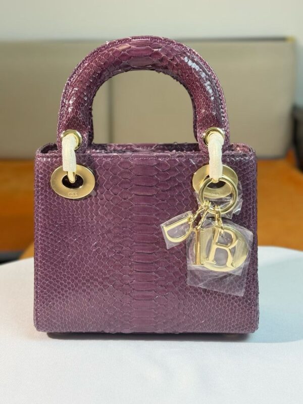 Mini metallic Lady Dior-style handbag - Image 5