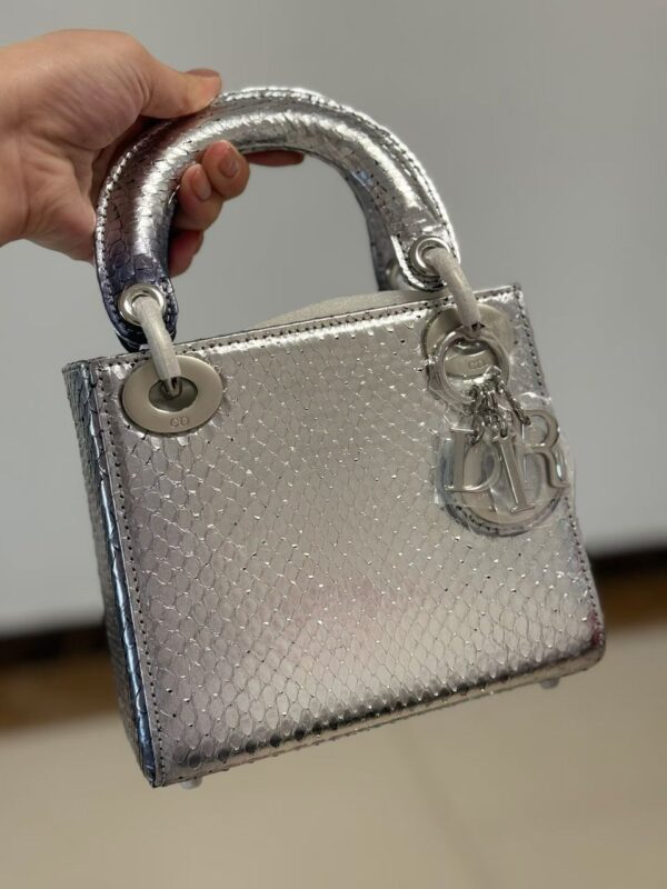 Mini metallic Lady Dior-style handbag - Image 2