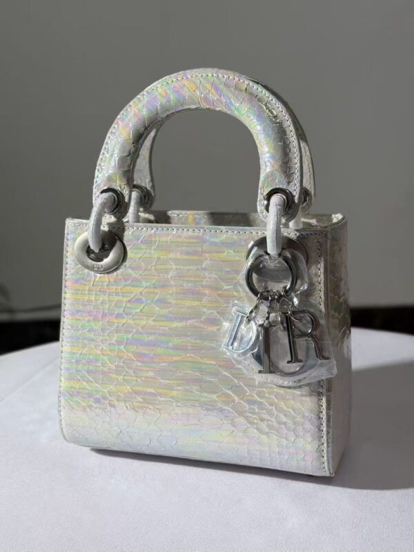 Mini metallic Lady Dior-style handbag - Image 3