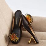 Ferragamo Embellished Sculptural Mule Heels