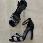 Hermes women heeled bedazzled sandals (4Inches  )