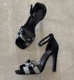 Hermes women heeled bedazzled sandals (4Inches  )