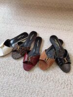 YSL Monogram Pleated Flat Slides