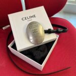 CELINE Oval Plaque Leather Belt